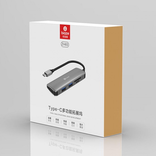 ZH83 5-in-1 Type-C to HD Converter USB 3.0 High Speed TF SD Card Reader Multifunctional Adapter USB Hub