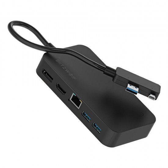 BW-TH7 7 in 1 Surface Docking Hub with 2-Port USB 3.0 USB 2.0 DC5V IN RJ45 Gigabit Ethernet DP HD Port Adapter