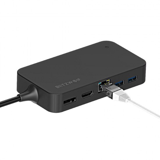 BW-TH7 7 in 1 Surface Docking Hub with 2-Port USB 3.0 USB 2.0 DC5V IN RJ45 Gigabit Ethernet DP HD Port Adapter