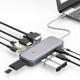 BW-TH8 11 in 1 USB-C Data Hub with 100W Type-C PD Power Delivery 2 USB3.0 & 2 USB2.0 4K@30HZ & 1080P@60HZ Resolution Stable Internet SD & TF Card Slot & Audio Sync Output