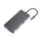 HC101A Type-C 10 in 1 Multifunction USB Hub SD/TF Card Reader RJ45 3.5mm Audio Port with Type-C PD Interface Adapter