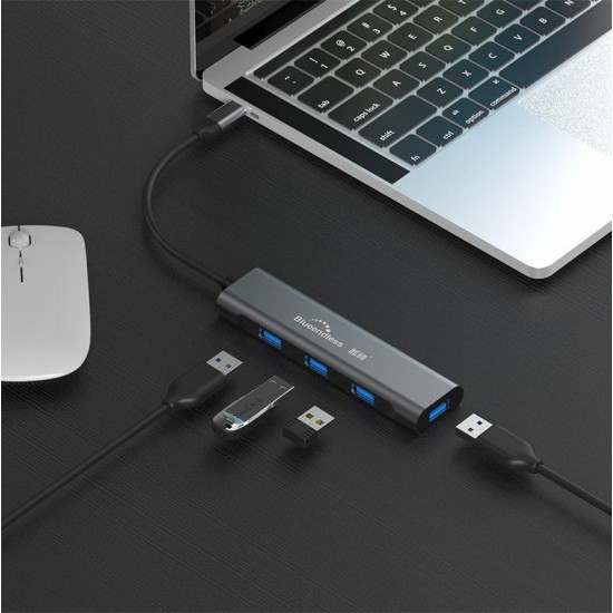 HC401 4-in-1 Type-C to 4 Port USB 3.0 SD TF Card Reader Data HubHigh Speed USB Support 5 Gbps