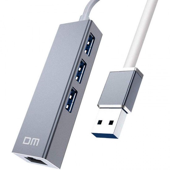 DM CHB012 3 ports USB3.0 Hub 5Gbps 100M Network Port RJ45 Adapter USB Hub for Mobile Phones Tablets