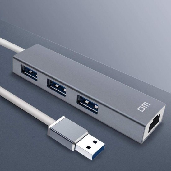 DM CHB012 3 ports USB3.0 Hub 5Gbps 100M Network Port RJ45 Adapter USB Hub for Mobile Phones Tablets DM CHB012 3 ports USB3.0 Hub 5Gbps 100M Network Port RJ45 Adapter USB Hub for Mobile Phones Tablets