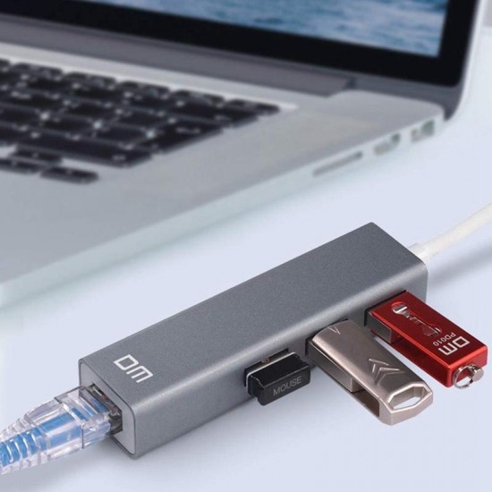 DM CHB012 3 ports USB3.0 Hub 5Gbps 100M Network Port RJ45 Adapter USB Hub for Mobile Phones Tablets DM CHB012 3 ports USB3.0 Hub 5Gbps 100M Network Port RJ45 Adapter USB Hub for Mobile Phones Tablets
