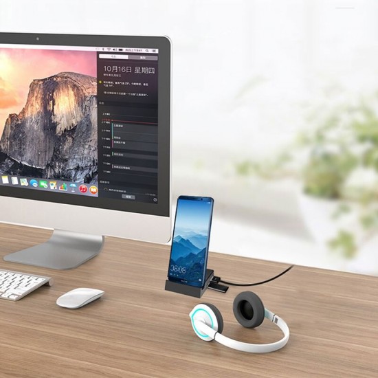 DW108 8-in 1-Type-C Phone Docking Station Holder USB-C to HD 1080P USB Hub with HD+TF+SD+USB2.0*3+Audio+Type-C Power Port for Samsung Huawei Phone DW108 8-in 1-Type-C Phone Docking Station Holder USB-C to HD 1080P USB Hub with HD+TF+SD+USB2.0*3+Audio+Type-C Power Port for Samsung Huawei Phone
