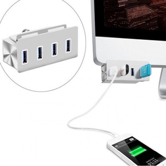 High Speed 5Gbps 4 USB 3.0 Ports Clip Design Aluminum Alloy USB Hub for PC iMac High Speed 5Gbps 4 USB 3.0 Ports Clip Design Aluminum Alloy USB Hub for PC iMac