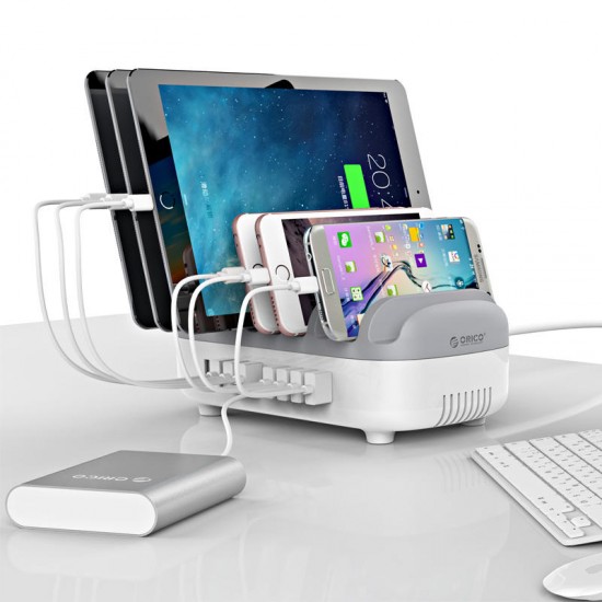DUK-10P 120W 10 Ports USB Smart Desktop Charging Station USB Hub with Phone & tablet Stand