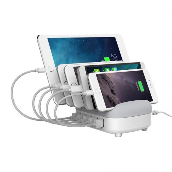 DUK-5P 40W 5 Port USB Smart Desktop Charging Station USB Hub with Phone & Tablet Stand