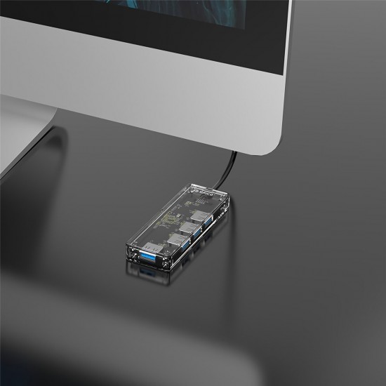 USB3.0 Hub Transparent Case USB3.0 Docking Station TF/SD Card Reader USB Data Transmission Adapter Converter TA1U3-4A / TA2U3-3ATS