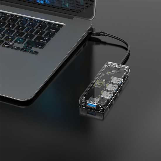 USB3.0 Hub Transparent Case USB3.0 Docking Station TF/SD Card Reader USB Data Transmission Adapter Converter TA1U3-4A / TA2U3-3ATS