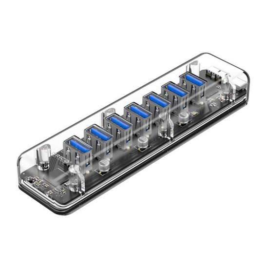 F7U Transparent 7-Port USB 3.0 Hub with Dual-port Power Supply