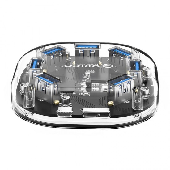 H7U Transparent 7-Port USB 3.0 Hub with Micro USB Power Port