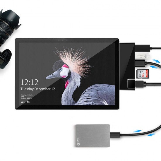 SUR368/SUR468/SUR568 Surface HUB USB Hub Card Reader for Surface Pro 3/4/5/6 with 1000Mbps RJ45 LAN 4K HD USB 3.0 Ports SD/TF Card Slots SUR368/SUR468/SUR568 Surface HUB USB Hub Card Reader for Surface Pro 3/4/5/6 with 1000Mbps RJ45 LAN 4K HD USB 3.0 Ports SD/TF Card Slots