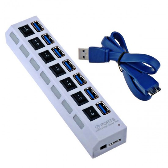 RL-U3H7-N1 USB Hub USB 3.0 Splitter Multi USB 3 2.0 Hub Multiple 7 Ports Hub with Power Adapter Computer Accessories Hub For PC