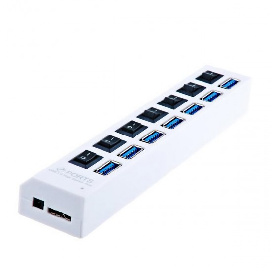 RL-U3H7-N1 USB Hub USB 3.0 Splitter Multi USB 3 2.0 Hub Multiple 7 Ports Hub with Power Adapter Computer Accessories Hub For PC