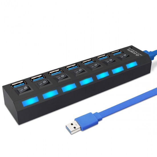 RL-U3H7-N1 USB Hub USB 3.0 Splitter Multi USB 3 2.0 Hub Multiple 7 Ports Hub with Power Adapter Computer Accessories Hub For PC