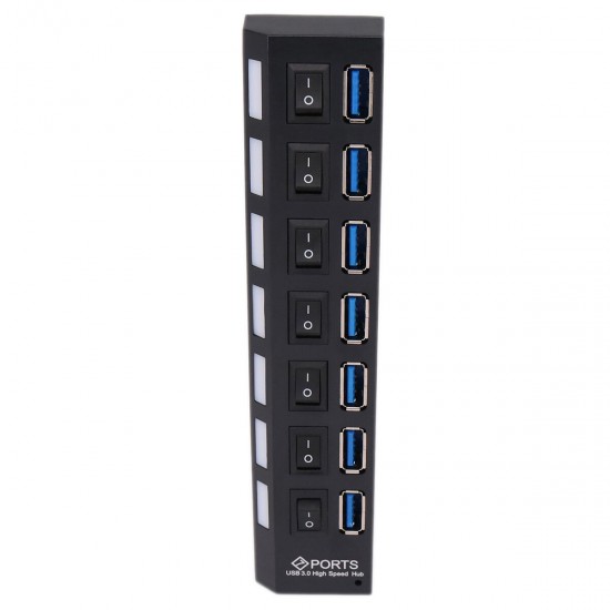 RL-U3H7-N1 USB Hub USB 3.0 Splitter Multi USB 3 2.0 Hub Multiple 7 Ports Hub with Power Adapter Computer Accessories Hub For PC