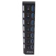 RL-U3H7-N1 USB Hub USB 3.0 Splitter Multi USB 3 2.0 Hub Multiple 7 Ports Hub with Power Adapter Computer Accessories Hub For PC