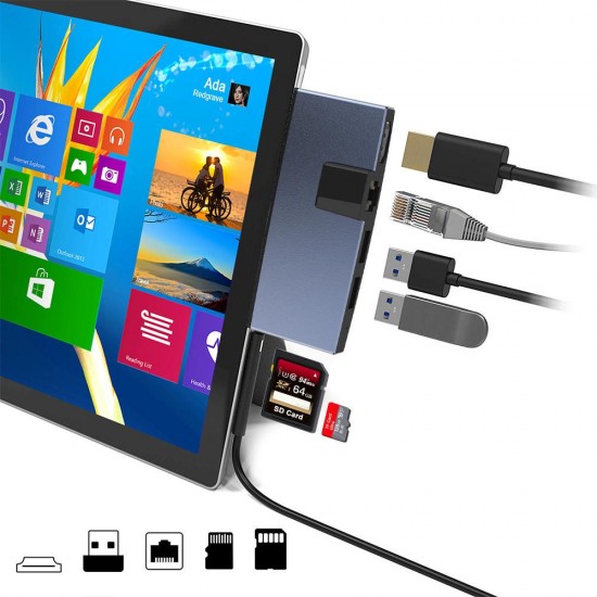 SUR758 USB 3.0 Hub Card Reader 4K HD 100Mbps Ethernet LAN Adapter for SD/TF Card Surface Pro 4/5/6 SUR758 USB 3.0 Hub Card Reader 4K HD 100Mbps Ethernet LAN Adapter for SD/TF Card Surface Pro 4/5/6