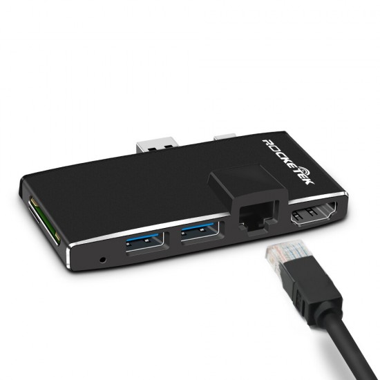 SUR768-P3 USB 3.0 Hub 4K HD 1000Mbps Gigabit Ethernet RJ45 Adapter SD/TF Card Reader for Surface Pro 3