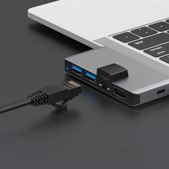 USB 3.0 Hub Type-C 4K HD Rj45 Gigabit Ethernet 1000Mbps Adapter TF/SD Card Reader PD for MacBook Pro/Air
