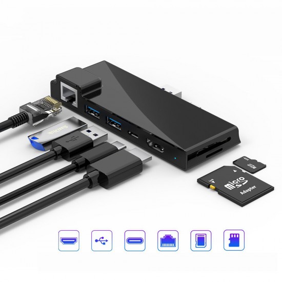 USB 3.0 Hub Type-C 4K HD Rj45 Gigabit Ethernet 1000Mbps Adapter TF/SD Card Reader for Surface Pro 7 USB 3.0 Hub Type-C 4K HD Rj45 Gigabit Ethernet 1000Mbps Adapter TF/SD Card Reader for Surface Pro 7