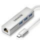 Type C Splitter 3 Port USB3.0 Hub RJ45 Gigabit Ethernet Adapter Converter Docking Station for Laptop Desktop PC UWH09 Type C Splitter 3 Port USB3.0 Hub RJ45 Gigabit Ethernet Adapter Converter Docking Station for Laptop Desktop PC UWH09