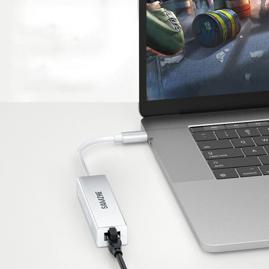 Type C Splitter 3 Port USB3.0 Hub RJ45 Gigabit Ethernet Adapter Converter Docking Station for Laptop Desktop PC UWH09 Type C Splitter 3 Port USB3.0 Hub RJ45 Gigabit Ethernet Adapter Converter Docking Station for Laptop Desktop PC UWH09
