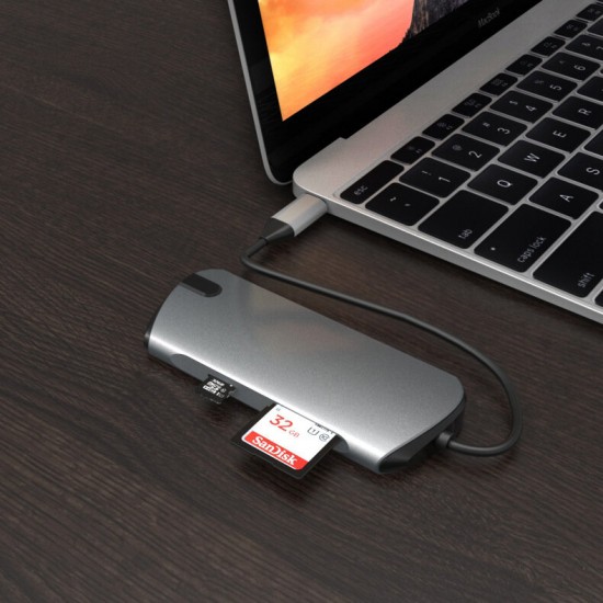 1906 Type-C to USB 3.0 HD 6 Ports USB Hub 6-in-1 Docking Station Multi-functional Hub + TF / SD Card Reader Expander Adapter 1906 Type-C to USB 3.0 HD 6 Ports USB Hub 6-in-1 Docking Station Multi-functional Hub + TF / SD Card Reader Expander Adapter