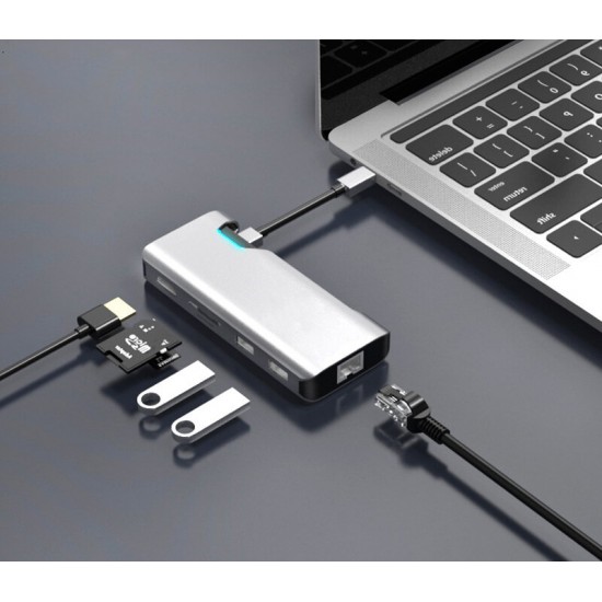 1907B 7 in 1 USB-C Data Hub with 2-Port USB 3.0 TF SD Card Reader USB-C PD Charging HDMI 4K Display VGA for MacBooks Notebooks Phone 1907B 7 in 1 USB-C Data Hub with 2-Port USB 3.0 TF SD Card Reader USB-C PD Charging HDMI 4K Display VGA for MacBooks Notebooks Phone