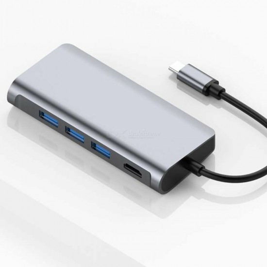 T7 8-in-1 USB-C Hub 3-Port USB 3.0 5Gbps Docking Station HDMI-compatible Adapter SD/TF Card Reader RJ45 Converter T7 8-in-1 USB-C Hub 3-Port USB 3.0 5Gbps Docking Station HDMI-compatible Adapter SD/TF Card Reader RJ45 Converter