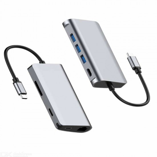 T7 8-in-1 USB-C Hub 3-Port USB 3.0 5Gbps Docking Station HDMI-compatible Adapter SD/TF Card Reader RJ45 Converter T7 8-in-1 USB-C Hub 3-Port USB 3.0 5Gbps Docking Station HDMI-compatible Adapter SD/TF Card Reader RJ45 Converter