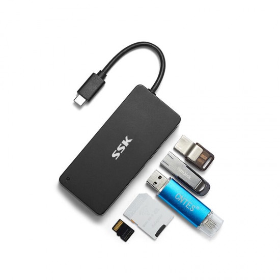 SHU-C510 Type-C to 3-Port USB 3.0 Hub SD TF Card Reader