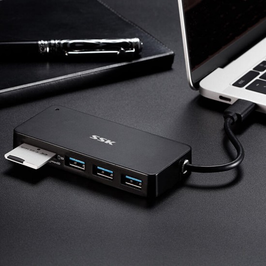 SHU-C510 Type-C to 3-Port USB 3.0 Hub SD TF Card Reader