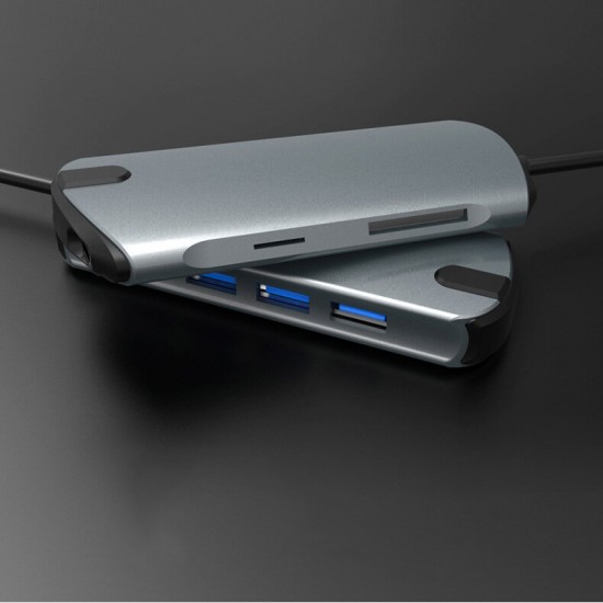 1907 Type-C to USB 3.0 Hub 7-Ports USB Hub 7-in-1 Docking Station Multi-functional TF SD Card Reader 1907 Type-C to USB 3.0 Hub 7-Ports USB Hub 7-in-1 Docking Station Multi-functional TF SD Card Reader