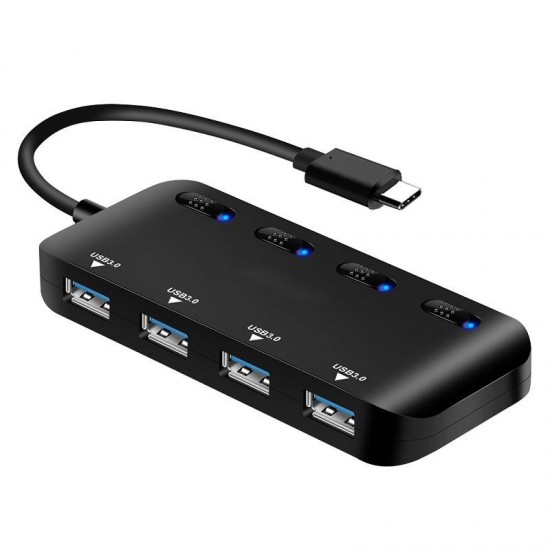 USB3.0 / Type-C 4 in 1 Multifunction USB Hub USB3.0 High Speed Transmission with Switch Adapter Extender Extension Connector for PC Laptop