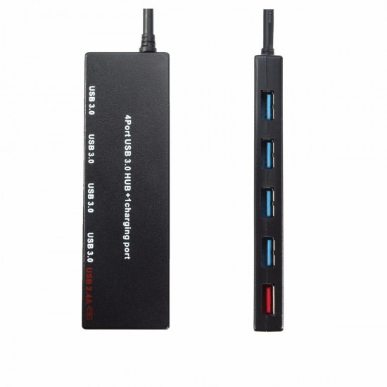 Ultra Thin 4 USB3.0 Ports Hub with a 2.4A USB Fast Charging Port