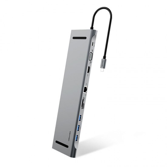 10-in-1 Type-C to USB 3.0 PD Charge HDMI VGA Gigabit RJ45 3.5mm Audio SD TF Hub 10-in-1 Type-C to USB 3.0 PD Charge HDMI VGA Gigabit RJ45 3.5mm Audio SD TF Hub
