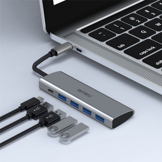 541P 5-in-1 USB-C Hub Type-C to USB3.0 Docking Station PD Fast Charging Adapter