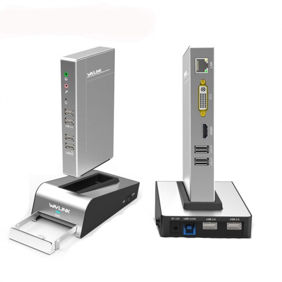 USB3.0 Universal Aluminum Coupling Docking Station HDD SSD Box Base Dual Video Monitor HDMI