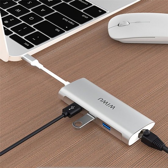 Alpha 631STR 6-in-1 USB-C Hub Type-C to USB3.0 Adapter SD/TF Card Reader Multi-functional Docking Station