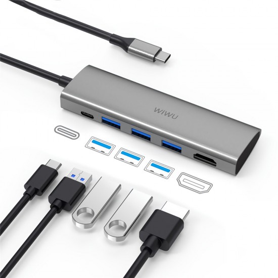Alpha A531H 5-in-1 USB-C Hub Type-C to USB3.0 Adapter HD Converter Multi-functional Docking Station Alpha A531H 5-in-1 USB-C Hub Type-C to USB3.0 Adapter HD Converter Multi-functional Docking Station