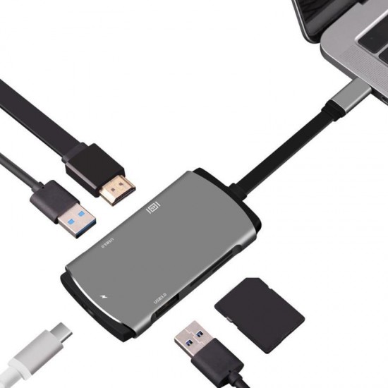 YC207 USB 3.0 HDMI6 in 1 Type-C USB Hub PD Card Reader Adapter for Laptop YC207 USB 3.0 HDMI6 in 1 Type-C USB Hub PD Card Reader Adapter for Laptop