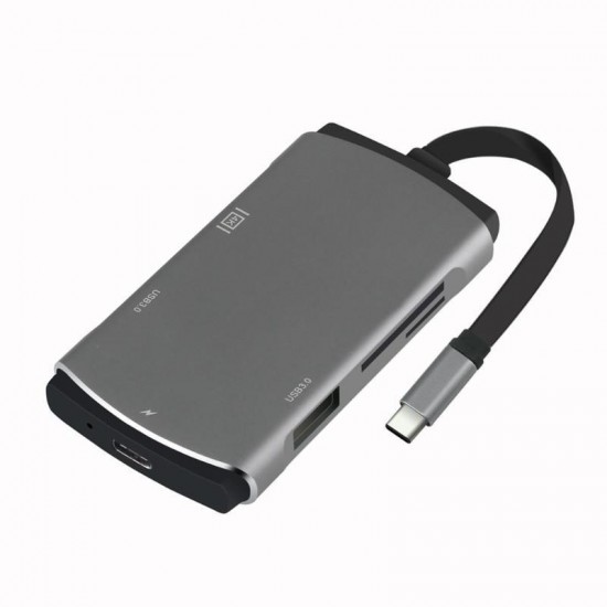 YC207 USB 3.0 HDMI6 in 1 Type-C USB Hub PD Card Reader Adapter for Laptop