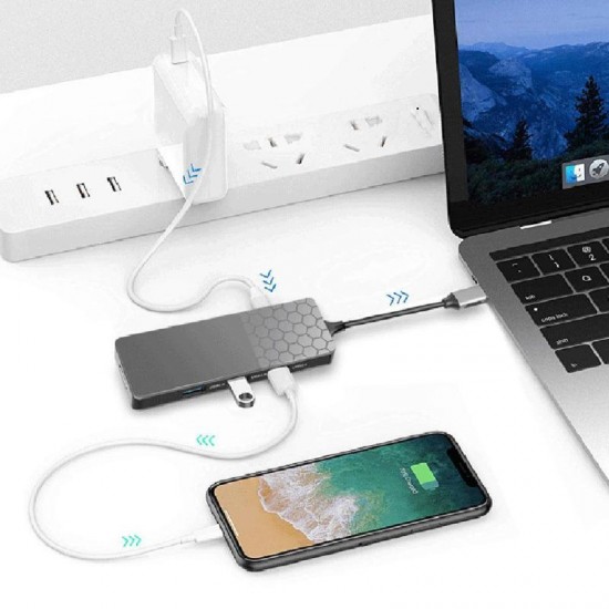 YC750 HDMI 4K USB 3.0 Type-C HUB with TF Memory Card Reader PD Slot for Laptop YC750 HDMI 4K USB 3.0 Type-C HUB with TF Memory Card Reader PD Slot for Laptop