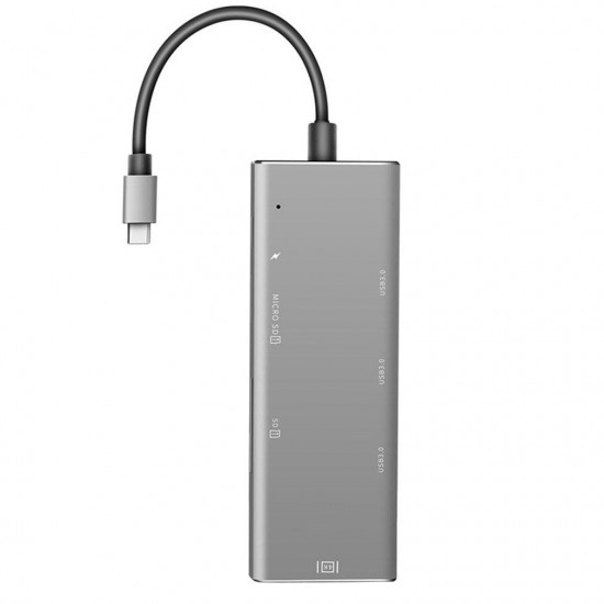 Yc740 7-In-One Type-C to HDMI USB 3.0 4K Display PD Charge Hub TF SD Card Reader for Notebook