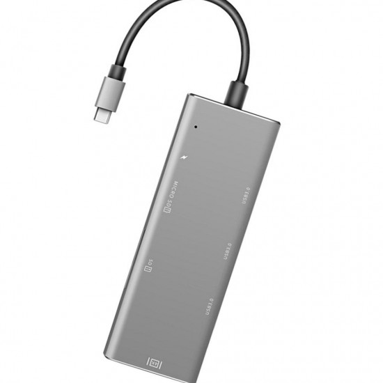Yc740 7-In-One Type-C to HDMI USB 3.0 4K Display PD Charge Hub TF SD Card Reader for Notebook