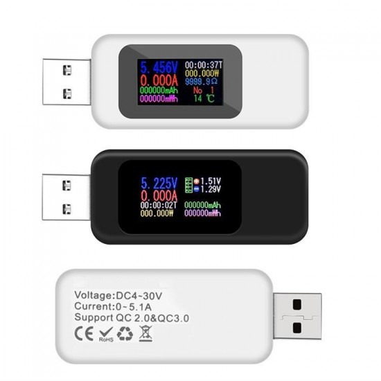 Digital 10 in 1 Colorful LCD Display USB Tester Voltage Current Tester USB Charger Tester Power Meter Timing Ammeter Digital Monitor Cut-off Power Indicator Digital 10 in 1 Colorful LCD Display USB Tester Voltage Current Tester USB Charger Tester Power Meter Timing Ammeter Digital Monitor Cut-off Power Indicator