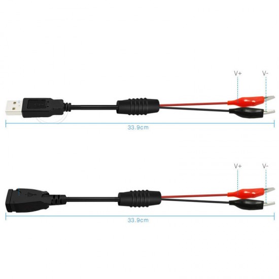 USB Alligator Clips Crocodile Wire Male/Female to USB Tester Detector DC Voltage Meter Ammeter Capacity Power Meter Monitor